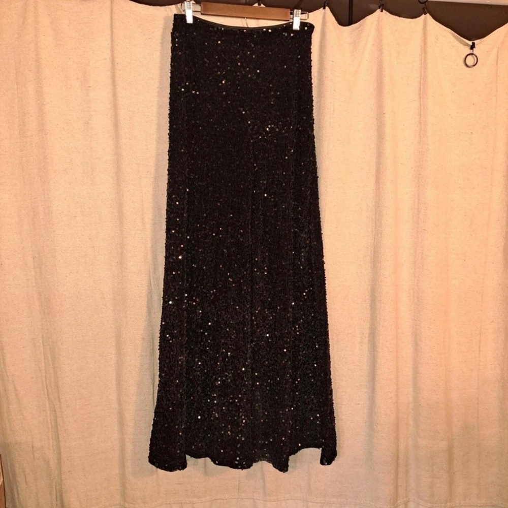 Black Sequin Maxi Skirt - Elegant Evening Wear